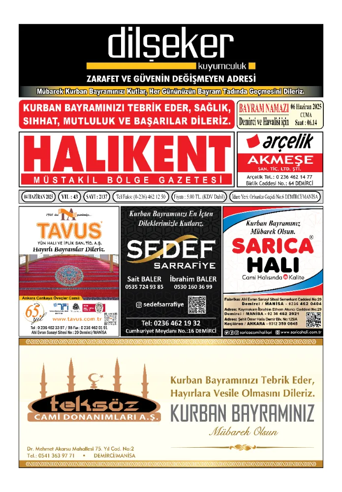 KURBAN BAYRAMI TEBRİKLERİ