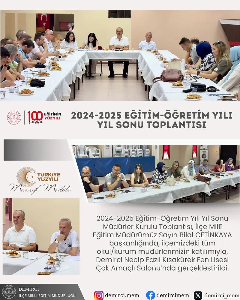 MİLLİ EĞİTİM MÜDÜRLÜĞÜNDEN YILSONU TOPLANTISI