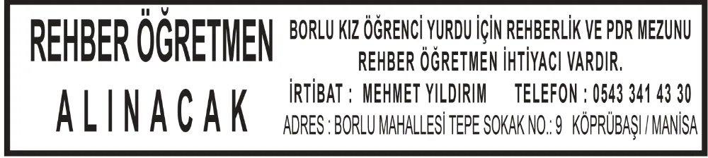 REHBER ÖĞRETMEN ALINACAK