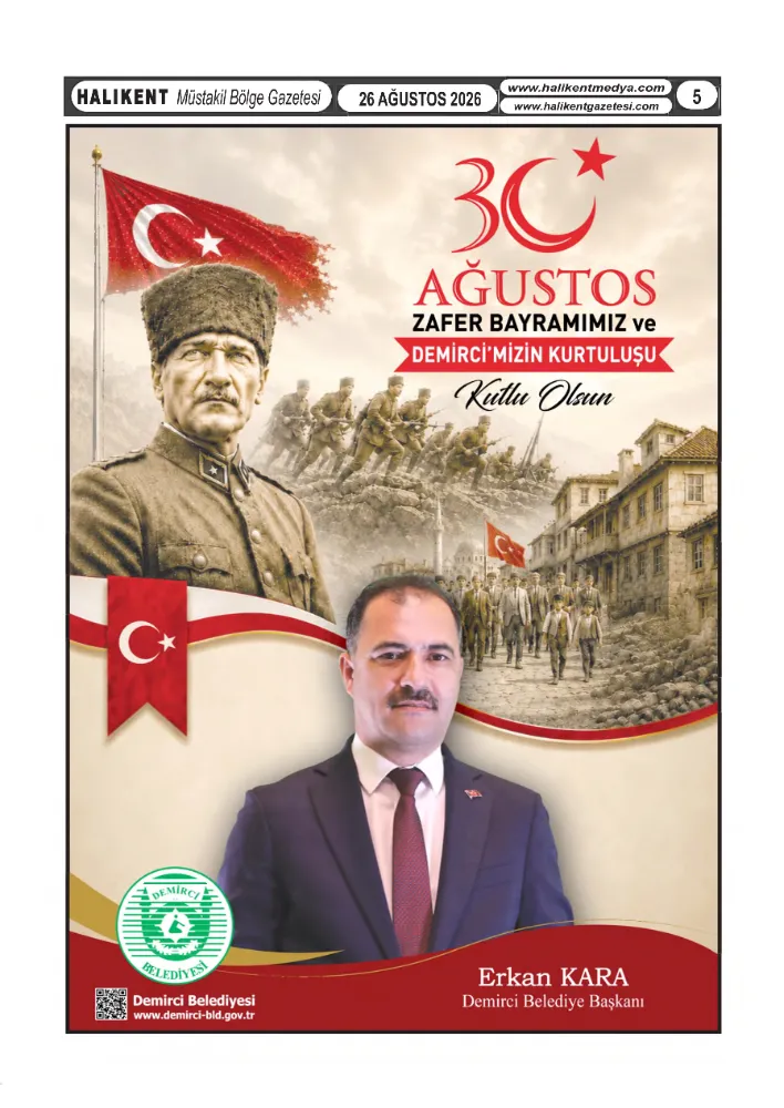 30 AĞUSTOS ZAFER BAYRAMIMIZ ve DEMİRCİ'MİZİN KURTULUŞU KUTLU OLSUN!