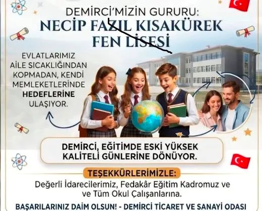 NECİP FAZIL KISAKÜREK FEN LİSESİ'Nİ TEBRİKLER